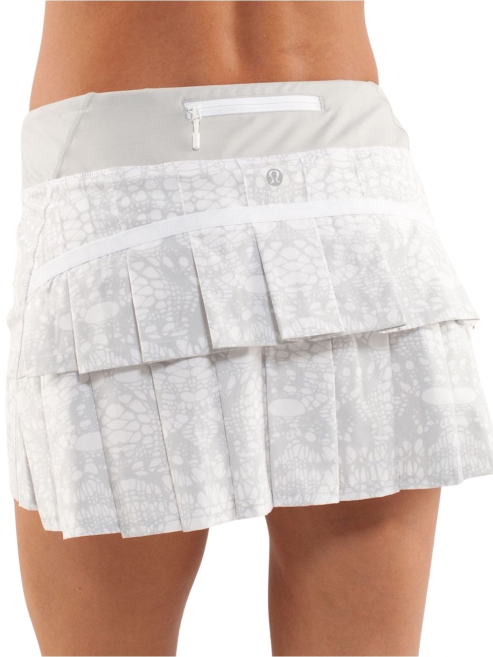 Lululemon White Pace Setter Skirt Size 4 Tennis Reflective Glacier Lace